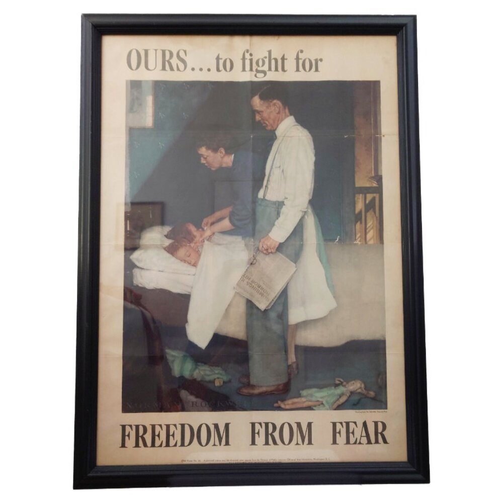 Vintage 1943 Original Poster Norman Rockwell Freedom from Fear